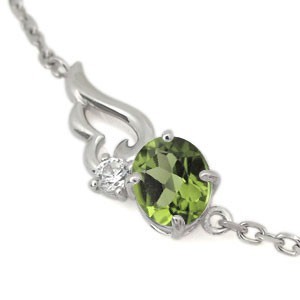  Angel anklet oval peridot breath 18 gold feather 