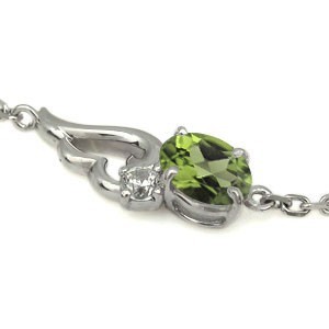  Angel anklet oval peridot breath 18 gold feather 