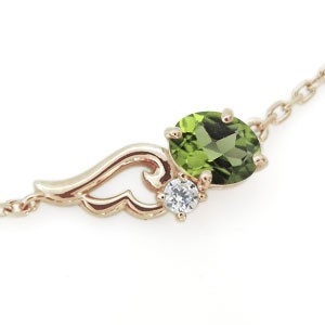  Angel anklet oval peridot breath 18 gold feather 