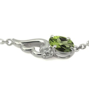  Angel anklet oval peridot breath 18 gold feather 