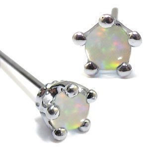 美品】 ピアス オパール 王冠 ピアス 一粒 18金 オパール