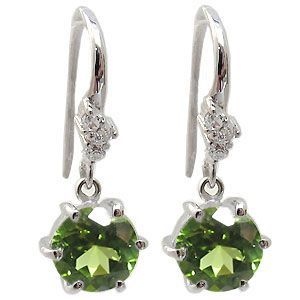 ペリドット ピアス 一粒 シンプル フックピアス K10 | paradaabogados.com
