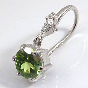 ペリドット ピアス 一粒 シンプル フックピアス K10 | mekimi.co.il