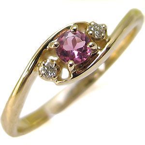ピンクトルマリン リング K18イエローゴールド 婚約指輪 格安 一粒