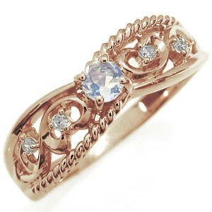 婚約指輪 安い エンゲージリング ロイヤルブルームーンストーン リング K18 アラベスク リング