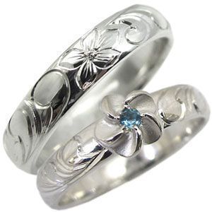 結婚指輪 ブルートパーズ リング k18 ハワイアンジュエリー マリッジリング