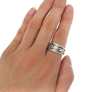 メンズ リング キュービックジルコニア トライバル シルバー 婚約指輪 格安_画像2