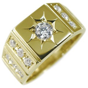 ファッションの ダイヤモンド メンズリング K10 地金 指輪 印台リング メンズ ゴールド