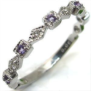 プラチナ リング エタニティー 指輪 アメジスト ダイアモンド