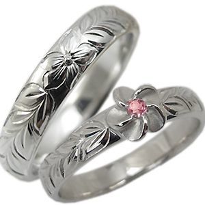 ピンクトルマリン 結婚指輪 リング k18 ハワイアンジュエリー マリッジリング_画像1