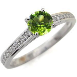 ペリドットリング ハーフエタニティー リング 大粒 18K 指輪 www.anac