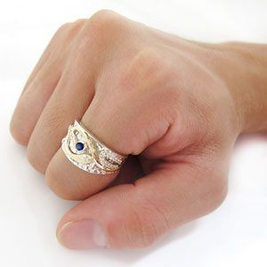 サファイア 指輪 スネークリング 18金 メンズ 蛇 リング_画像2