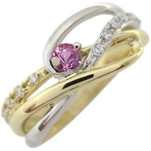 新品入荷 リング ピンクサファイア リング コンビ 金 ポイント消化