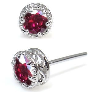 ルビー ピアス K18 一粒 ルビーピアス 唐草 | normanhubbard.com
