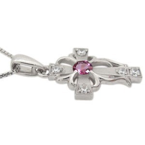  platinum necklace pink tourmaline necklace Cross Tang . Christmas Point ..