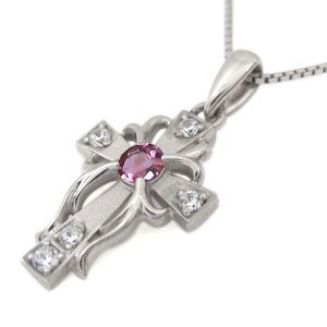  platinum necklace pink tourmaline necklace Cross Tang . Christmas Point ..