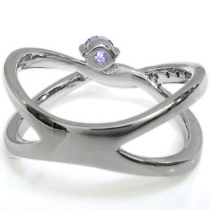 婚約指輪 エンゲージリング プラチナ タンザナイト リング V字 リング