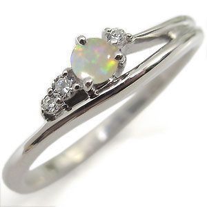 オパール リング 18金 指輪 一粒 オパールリングレディースアクセサリー