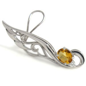  platinum citrine earcuff feather swan earrings Christmas Point ..