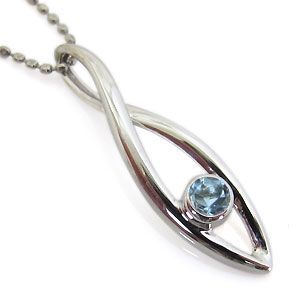 18金 シンプル 一粒 ネックレス アクアマリンサンタマリア