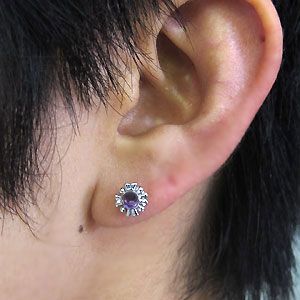 プラチナ ピアス クロス 一粒 アメジストピアス クリスマス ポイント消化