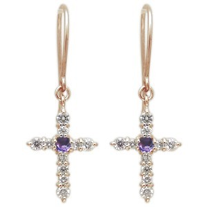定番のお歳暮 ピアス クロス フック ピアス アメジスト 10金 ピアス アメジスト 定番のお歳暮 ピアス クロス フック ピアス アメジスト 10金 ピアス アメジスト