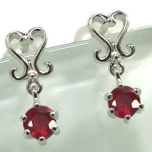  ruby platinum earrings one bead Heart Christmas Point ..