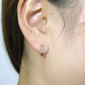  ruby platinum earrings one bead Heart Christmas Point ..