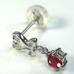  ruby platinum earrings one bead Heart Christmas Point ..