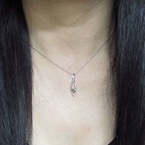 ネックレス レディース ペリドット 10金 シンプル 一粒