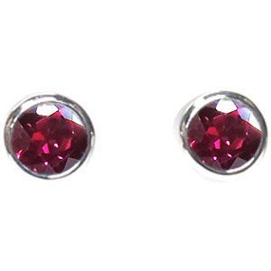  ruby 7 month birthstone platinum earrings men's one bead ruby Christmas Point ..