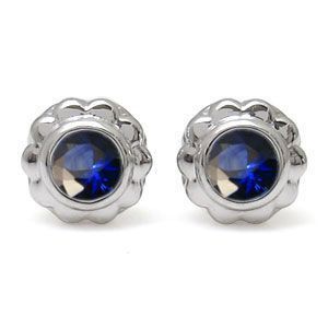 プラチナ メンズピアス フラワー 花 一粒 サファイア メンズピアス クリスマス ポイント消化