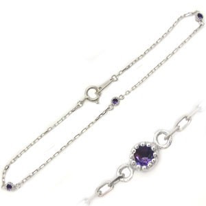 プラチナ アメジスト ブレスレット シンプル ブレスレット クリスマス ポイント消化