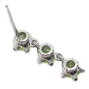 トリロジーピアス 王冠 ペリドット プラチナ ピアス フリンジピアス