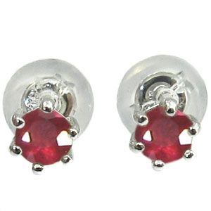  platinum ruby earrings one bead simple men's earrings Christmas Point ..