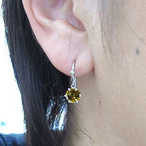  citrine earrings simple one bead K10 hook earrings 