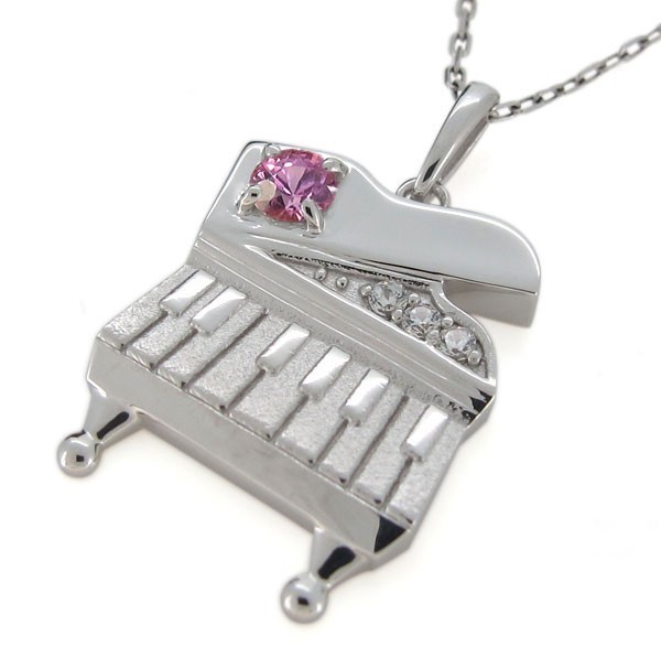 ピアノ ネックレス ピンクサファイア ペンダント レディース 10金 鍵盤_画像5