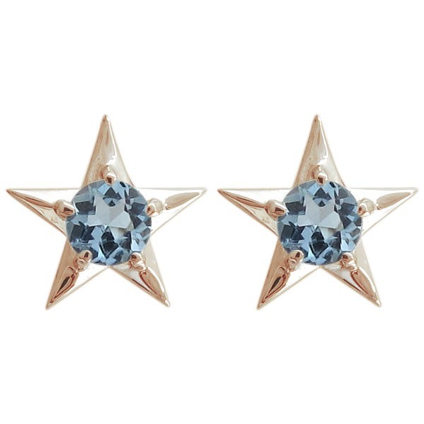 最大12%OFFクーポン アクアマリンサンタマリアピアス 18金 スター