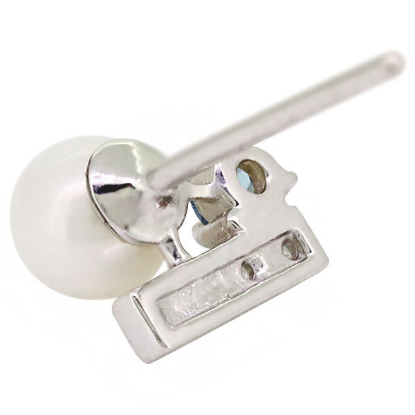プラチナ pt900 ピアス アクアマリン直径4㎜ 4㎜ 1.08 g