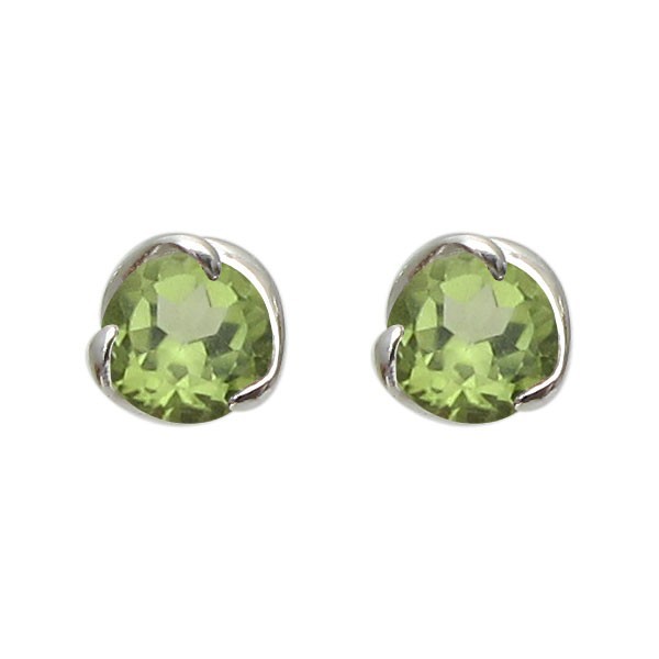 プラチナ メンズピアス 一粒 ペリドット シンプル 唐草 メンズピアス