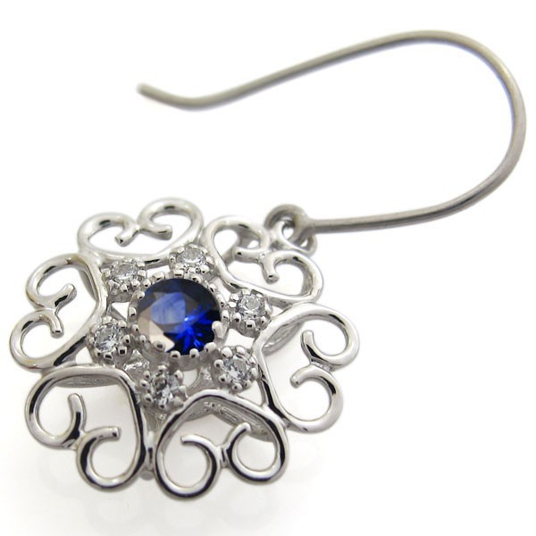 サファイア ピアス ハート フックピアス 花モチーフ 10金 ピアス 5