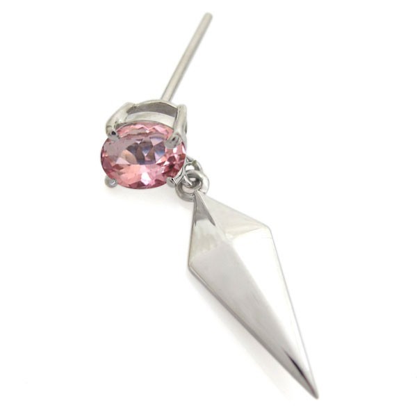  platinum earrings pink tourmaline men's cross motif 