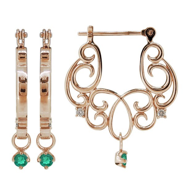  earrings lady's popular hoop emerald 10 gold Tang .k Rossi ng