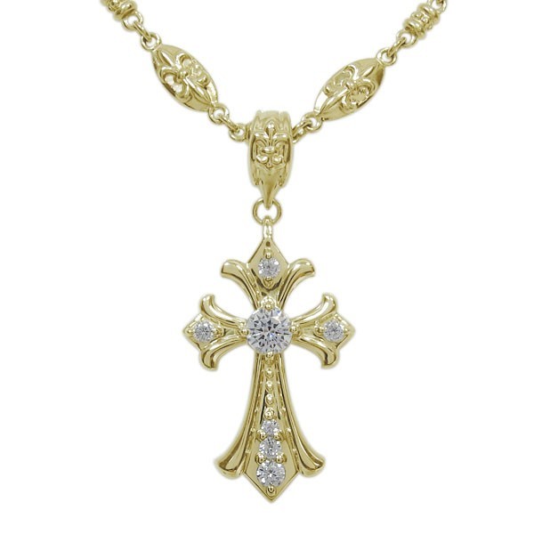 メンズ ネックレス クロス ネックレス 10金 ダイヤモンド ネックレス