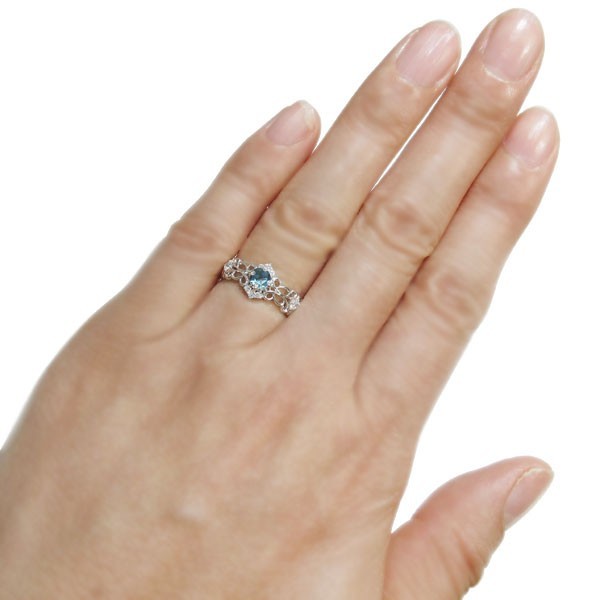 K18 ブルートパーズ エンゲージリング アンティーク エンゲージリング アラベスク 婚約指輪 安い_画像3