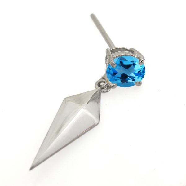  platinum earrings blue topaz men's cross motif 