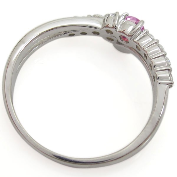 エンゲージ ピンクサファイアリング 結婚10周年 V字 婚約指輪 安い K18_画像4