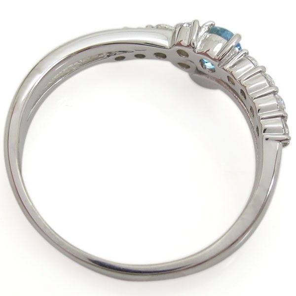 エンゲージ ブルートパーズリング 結婚10周年 V字 婚約指輪 安い K18_画像4