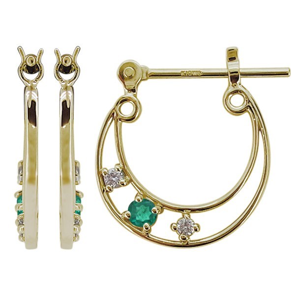  hoop earrings lady's month moon emerald 10 gold loop k Rossi ng