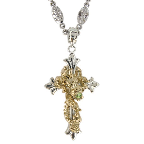 数量限定価格!! コンビ 18金 プラチナ メンズネックレス クロス 8月誕生石 ペリドット ペリドット 数量限定価格!! コンビ 18金 プラチナ メンズネックレス クロス 8月誕生石 ペリドット ペリドット